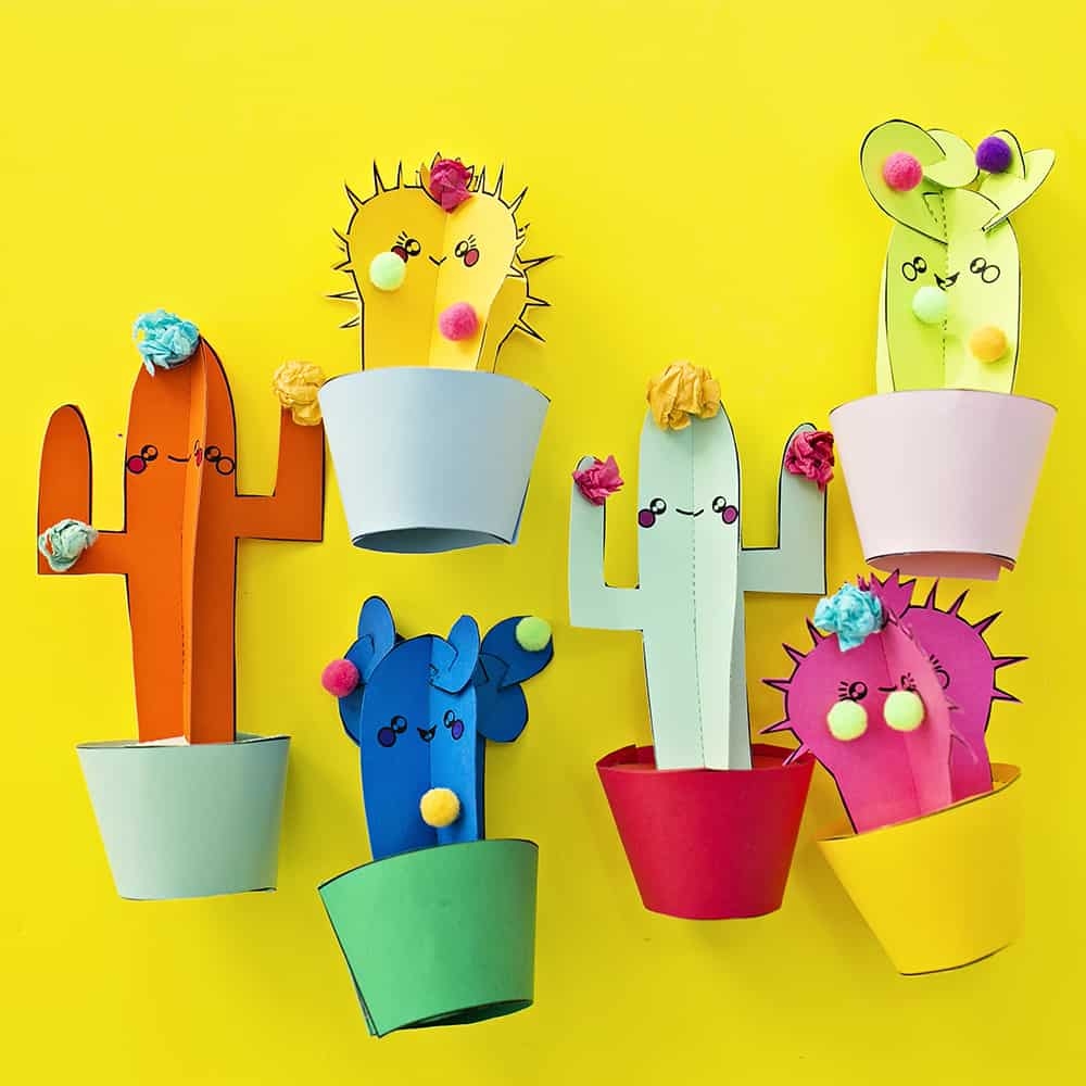DIY HAPPY CACTUS PAPER PLANTS WITH TEMPLATES