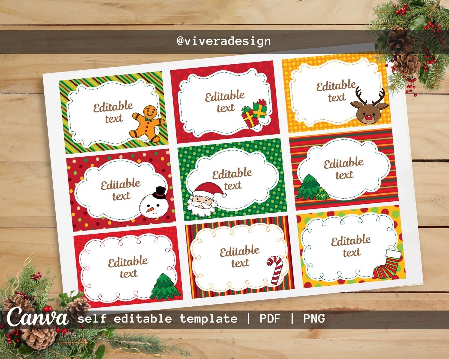 DIY Printable Christmas Labels Canva Template Affordable 