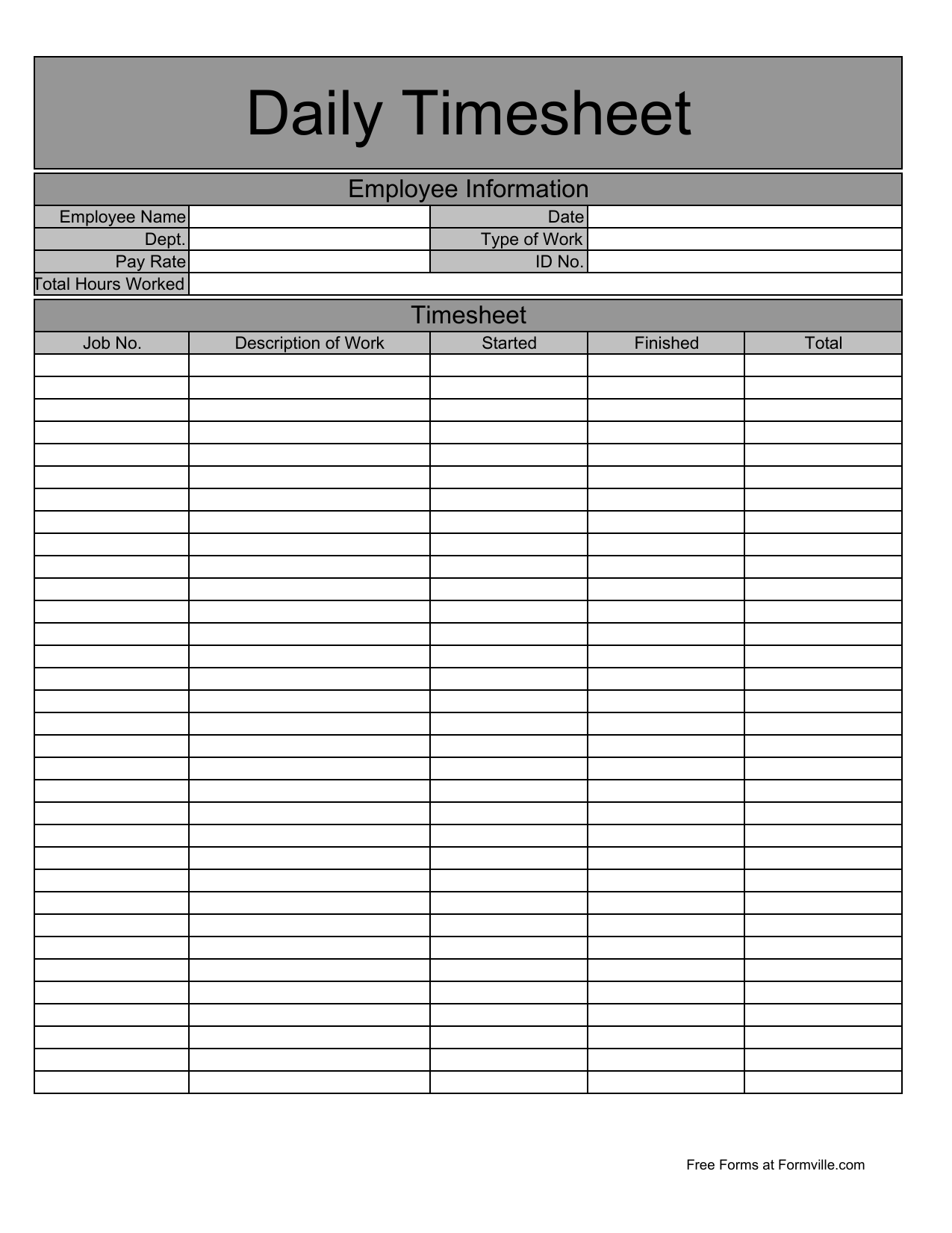 Download Daily Timesheet Template Excel PDF RTF Word 