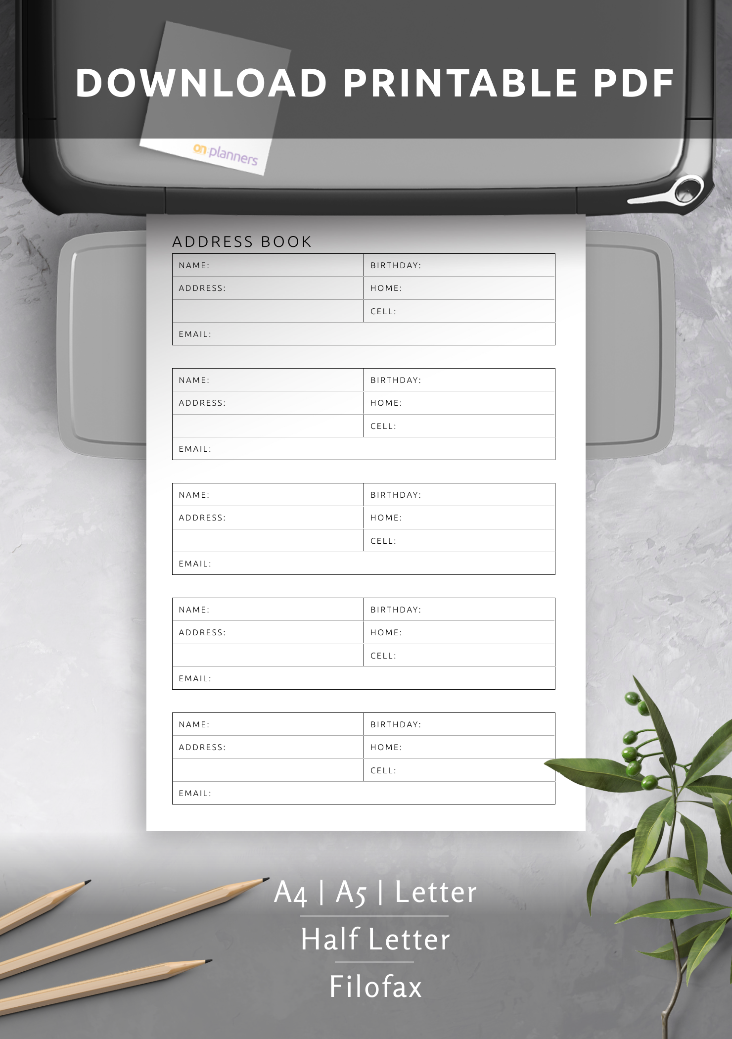Free Printable Address Book Template