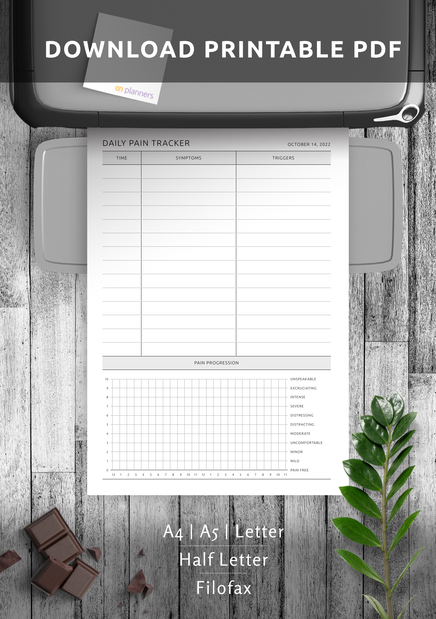 Download Printable Daily Pain Tracker Template PDF