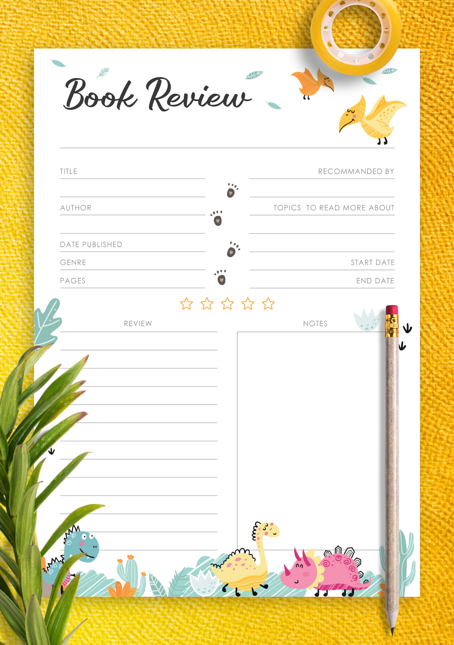 Book Review Template Free Printable