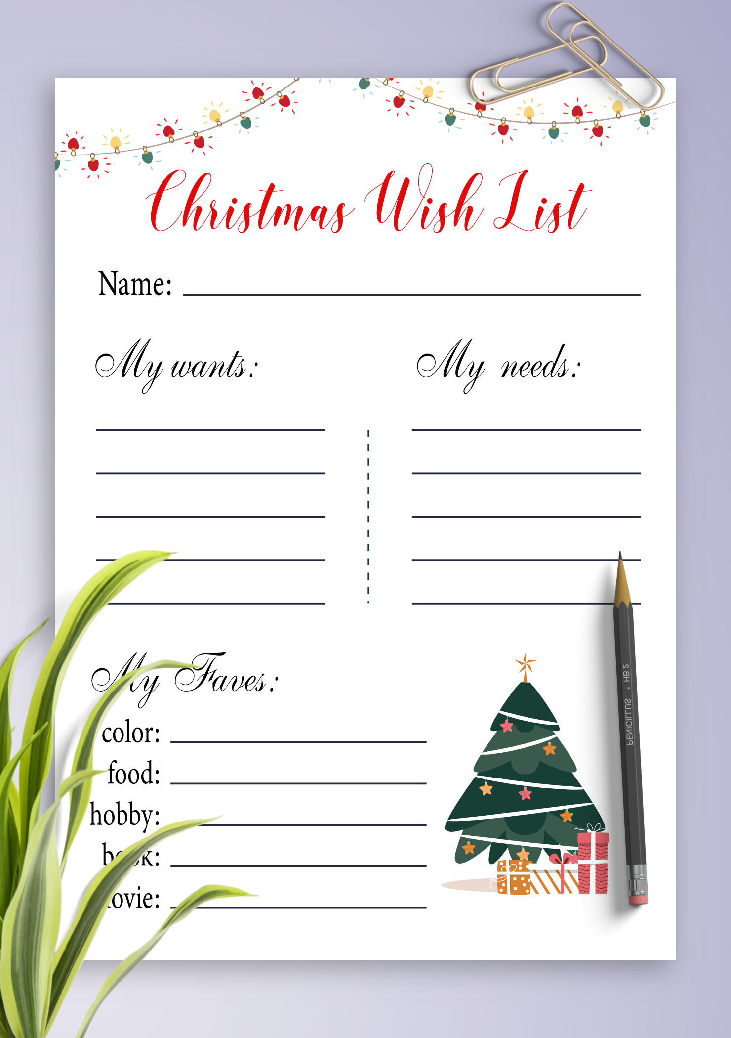 Free Printable Christmas Wishlist Template