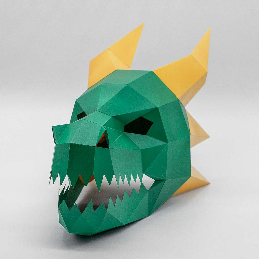 Dragon Mask Printable Template Papercraft PDF Pattern