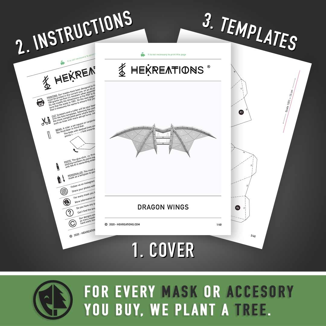 Dragon Wings Printable Template Papercraft PDF Pattern