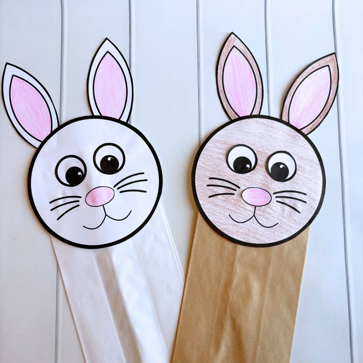Easy Bunny Paper Bag Puppet Craft Free Printable Simply Full 