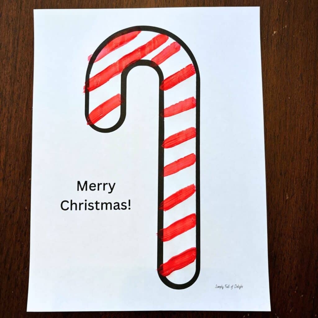 Easy Preschool Candy Cane Craft with Free Printable Simply