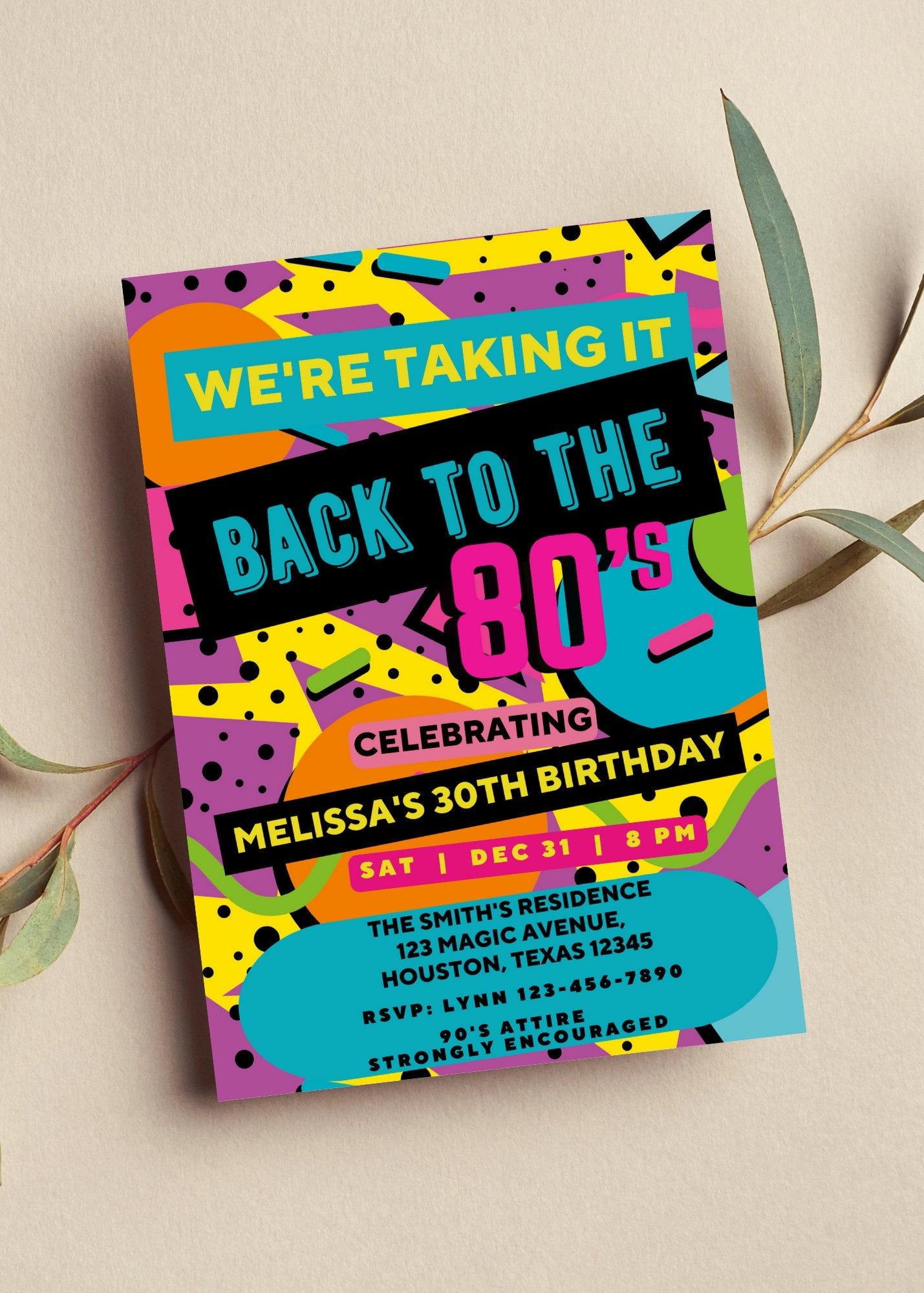 Editable 80s Party Invitation Back To The 80s Throwback Party 