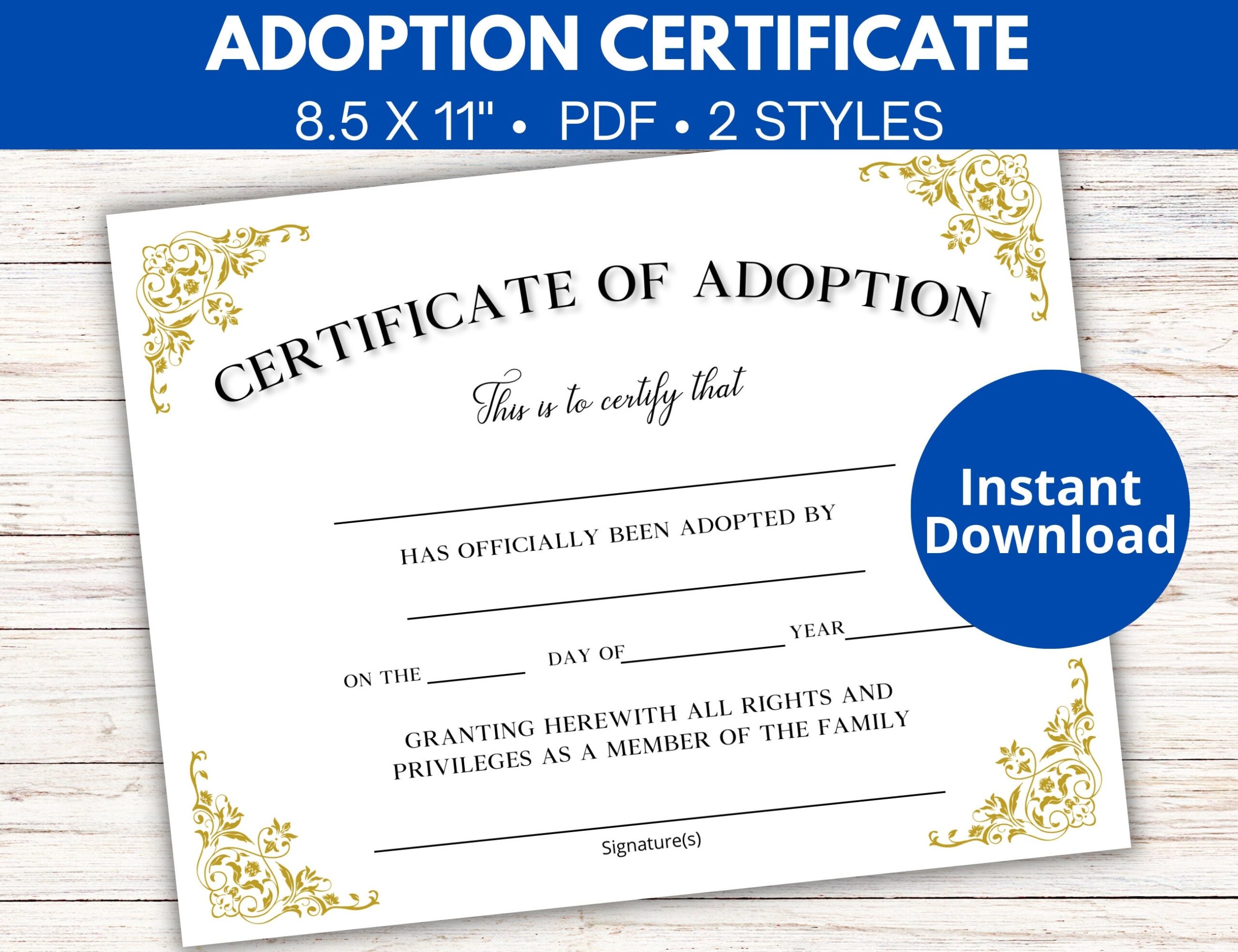 Free Printable Adoption Certificate Template Free Printable Adoption Certificate Template
