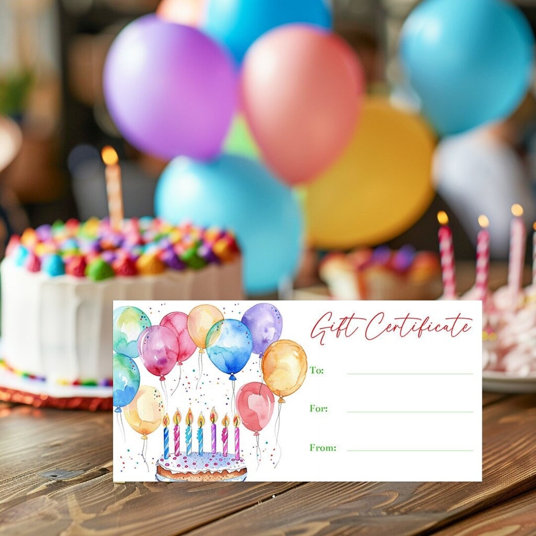 Editable Birthday Gift Certificate Voucher Template Balloons And 