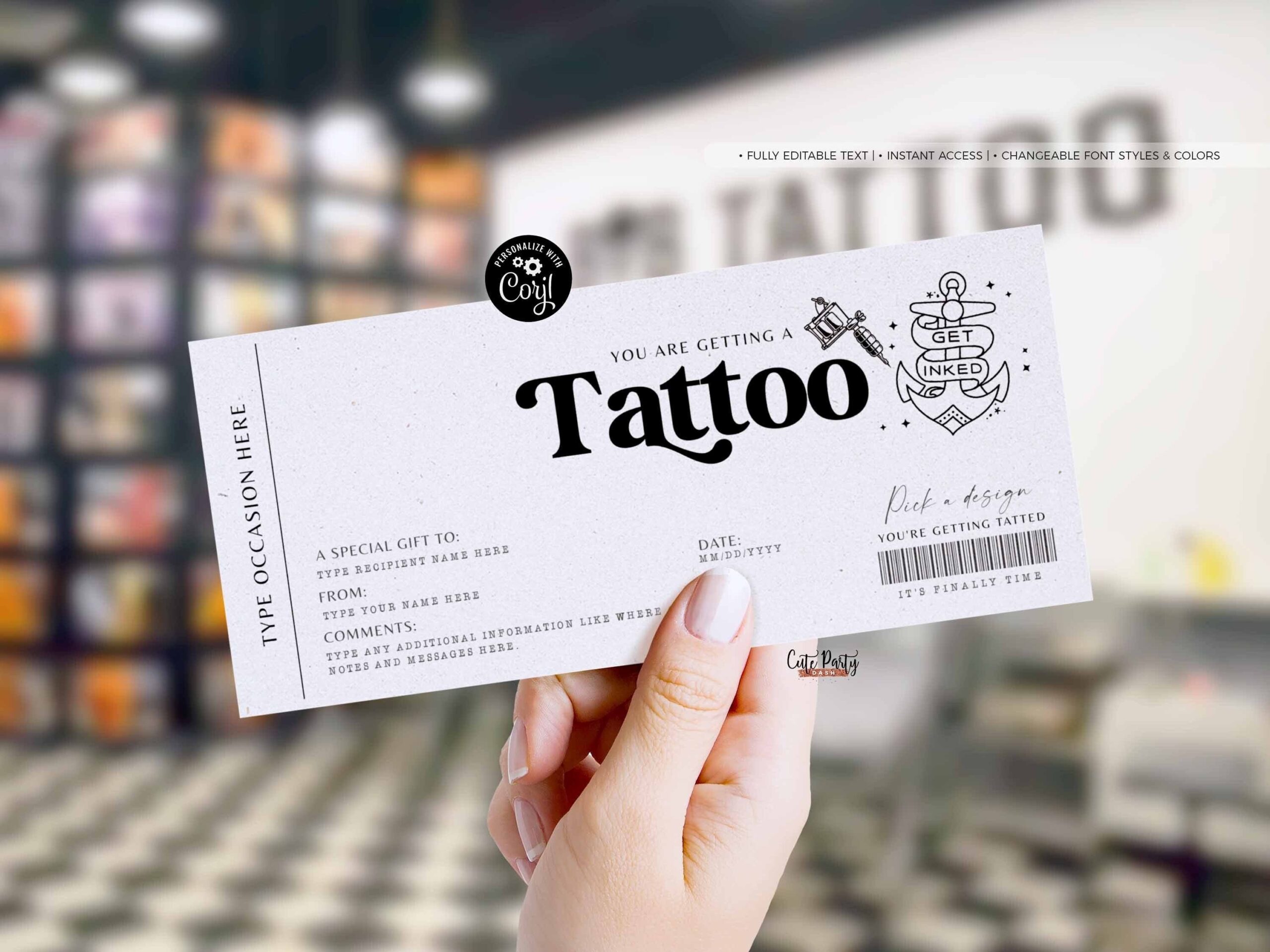 Free Printable Tattoo Voucher Template