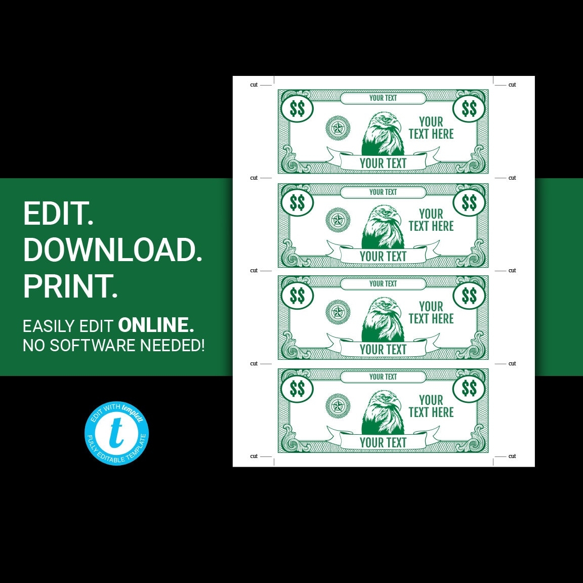 Free Custom Printable Play Money Template Free Custom Printable Play Money Template