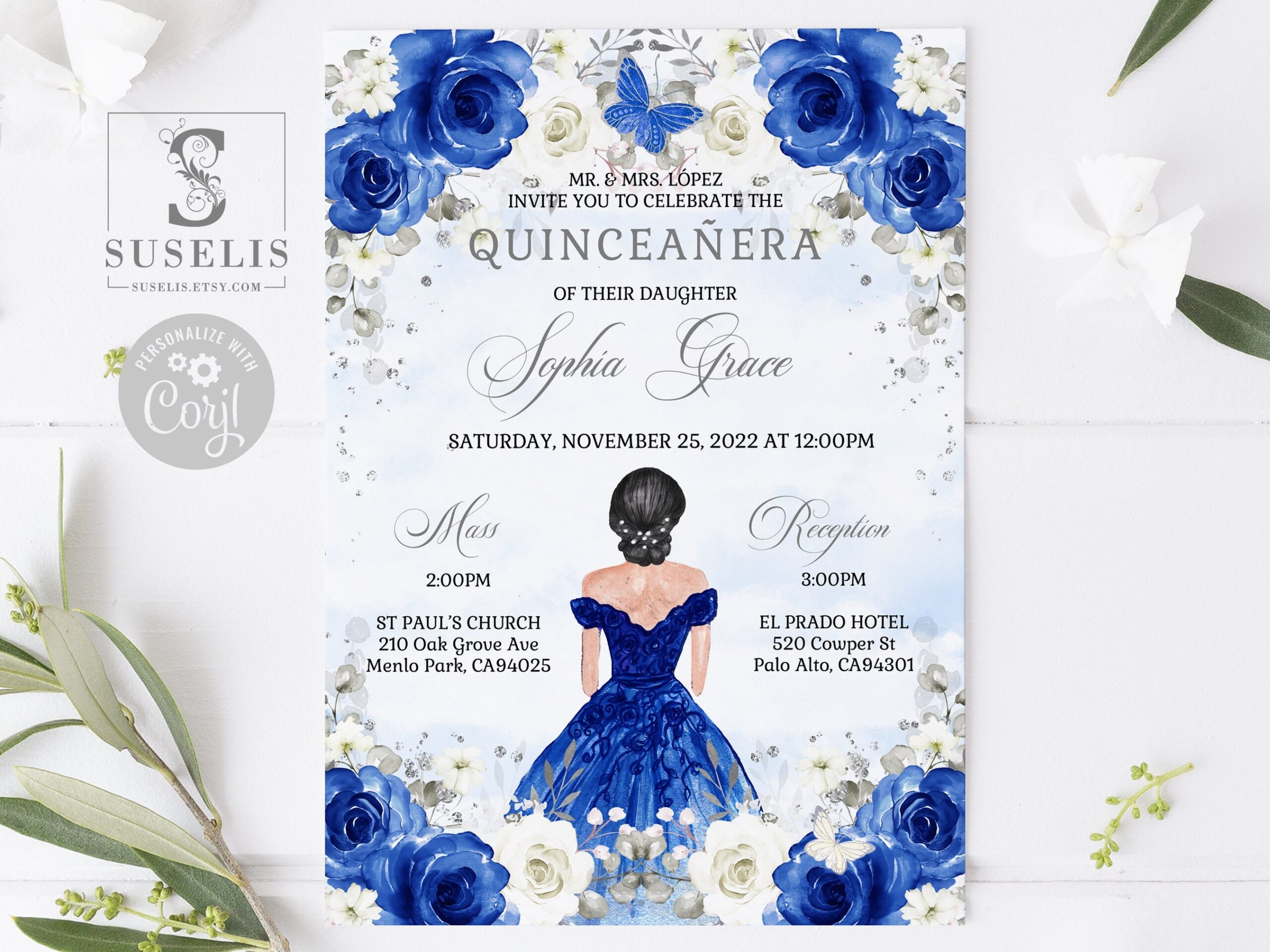 EDITABLE Quinceanera Invitation Template Lista De Padrinos Royal 