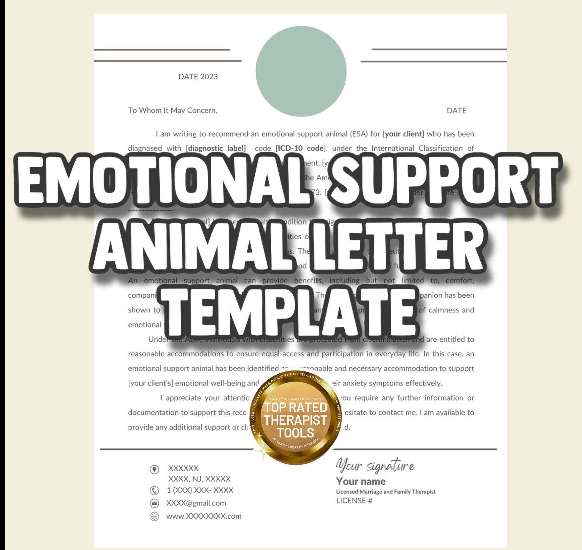 Free Printable Esa Letter Template