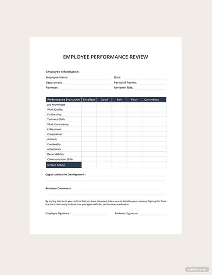 Employee Performance Review Template In Pages Word PDF Google Employee Performance Review Template In Pages Word PDF Google