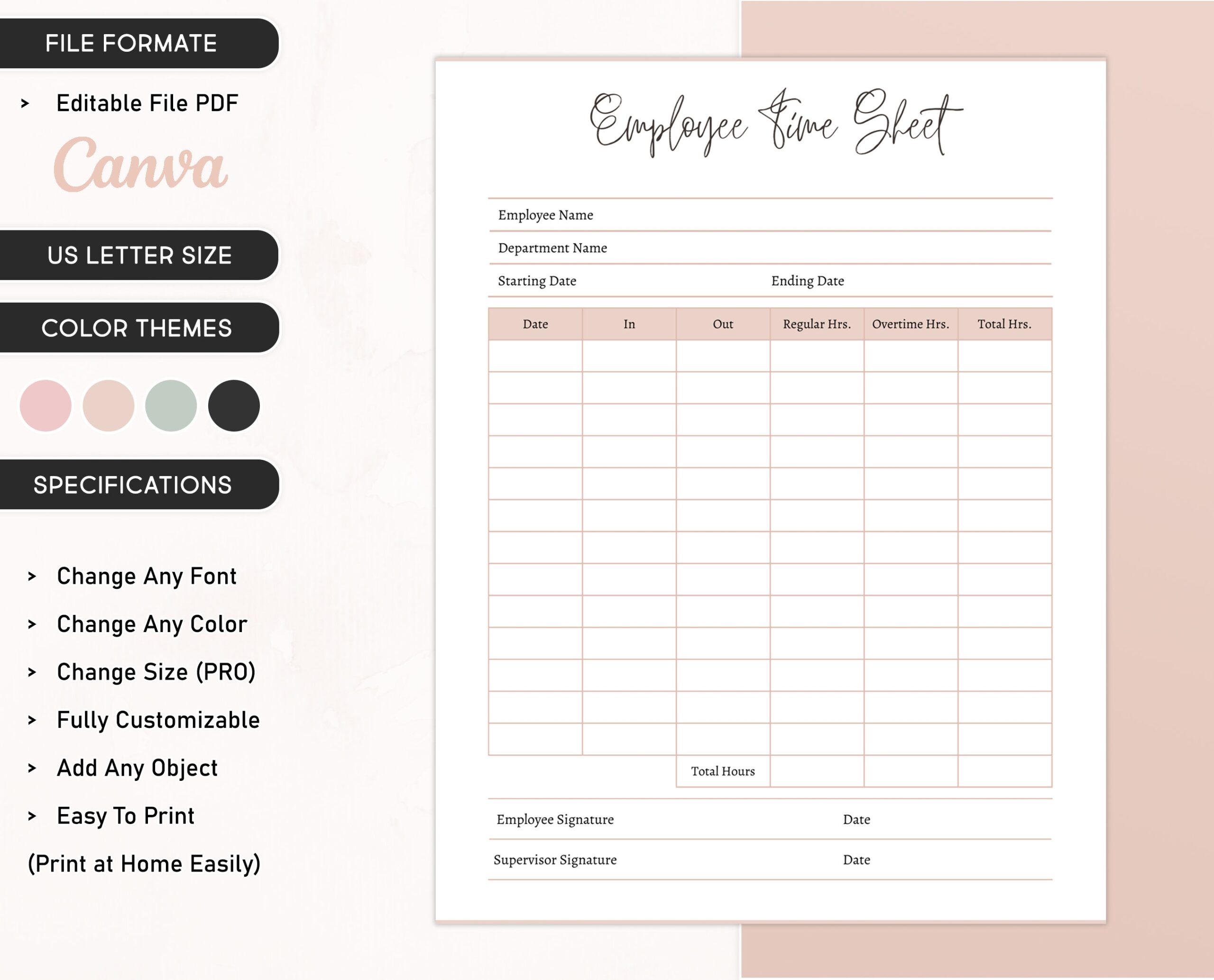 Free Printable Time Card Template