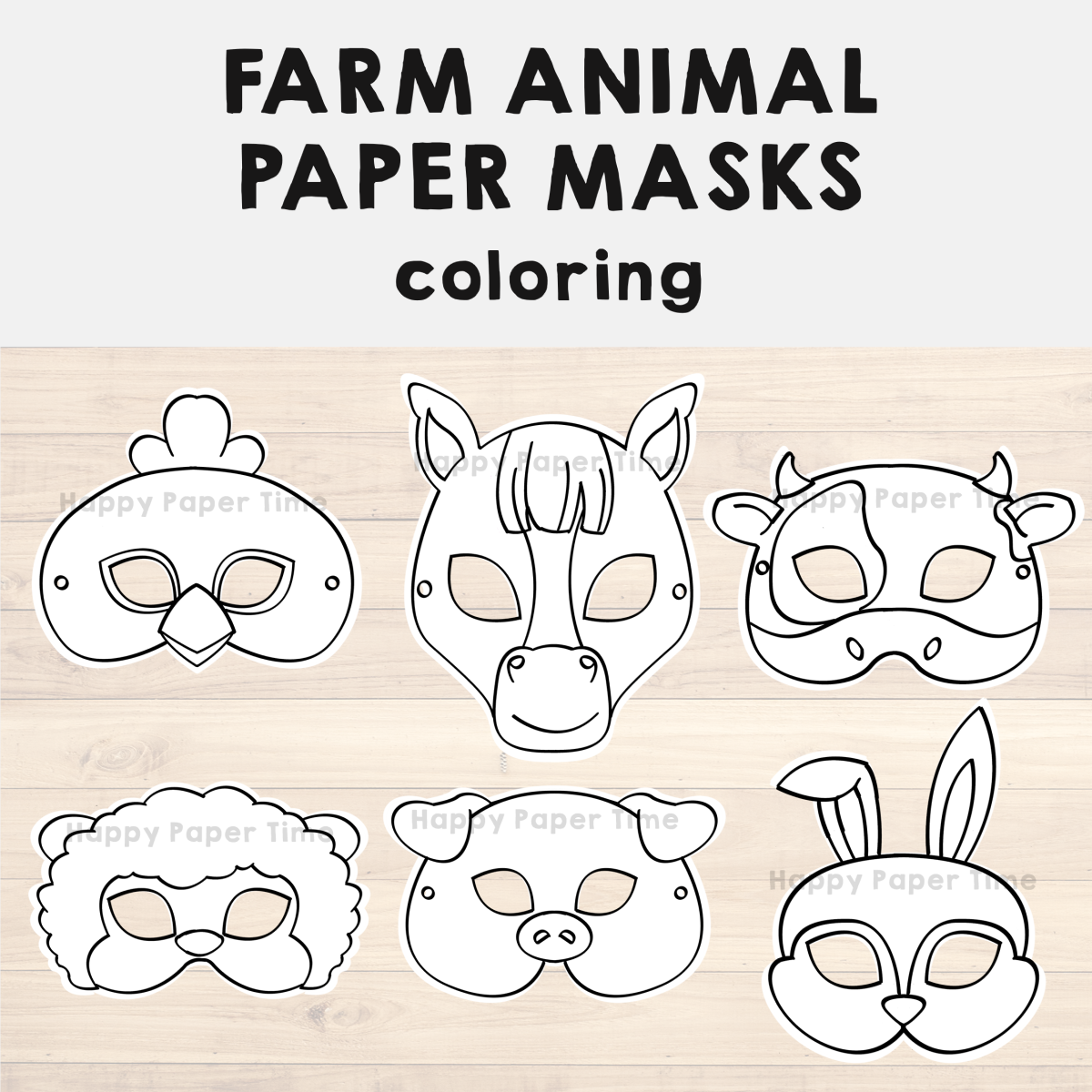 Farm Animal Paper Masks Printable Coloring Craft Activity Costume Template Made By Teachers