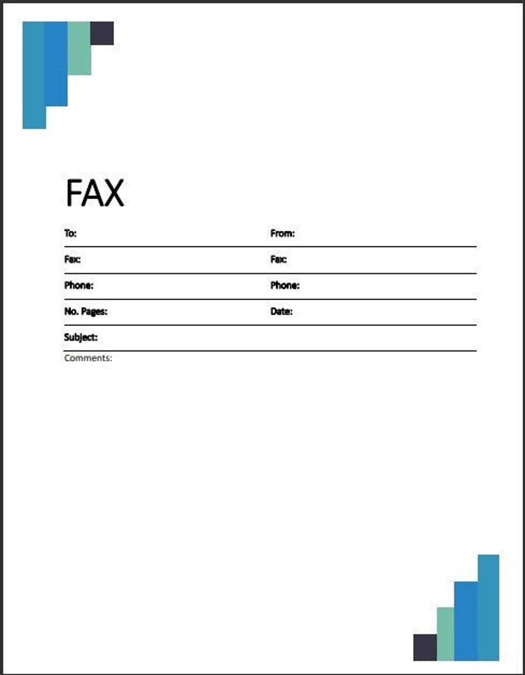 Fax Cover Sheet Modern Printable PDF File Etsy