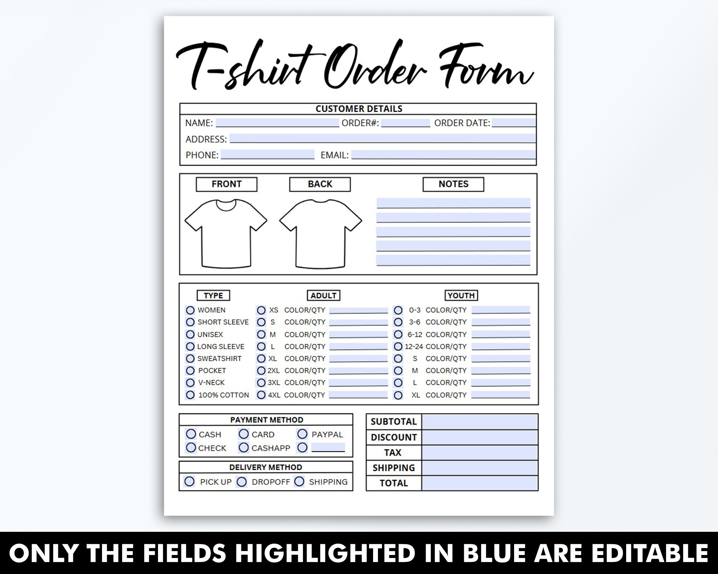 Fillable T shirt Order Form Template Editable Shirt Order Form PDF Small Business Forms Printable Digital File Instant Download Etsy Fillable T shirt Order Form Template Editable Shirt Order Form PDF Small Business Forms Printable Digital File Instant Download Etsy