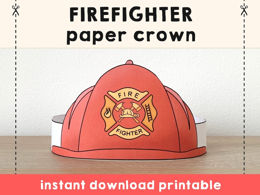 Firefighter Helmet Paper Crown Party Template Printable Kids Craft Fireman Costume Birthday Printable Favor Costume DIY Instant Download Etsy Hong 