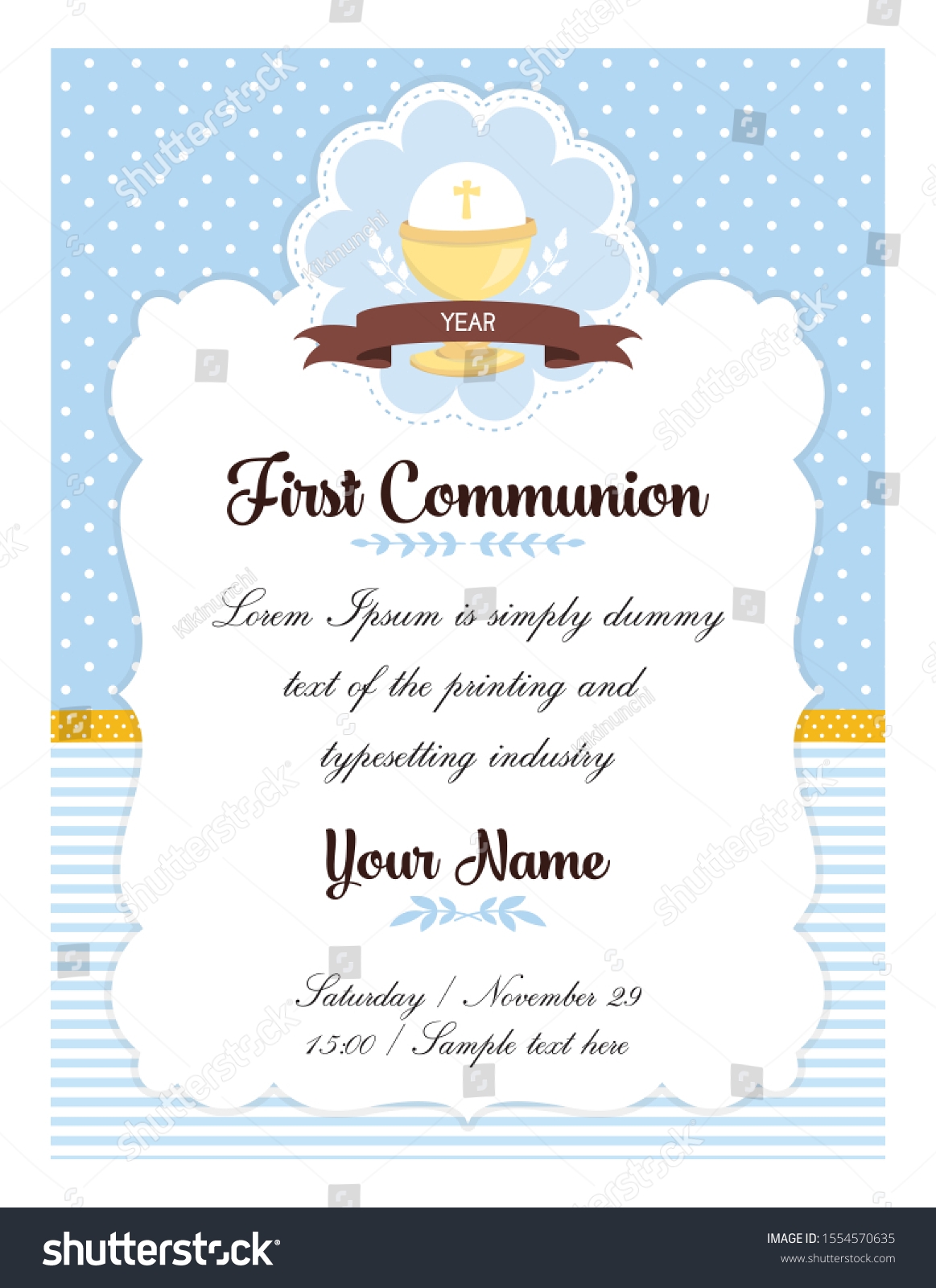 First Communion Card Template Boy Communion Stock Vector Royalty Free 1554570635 Shutterstock