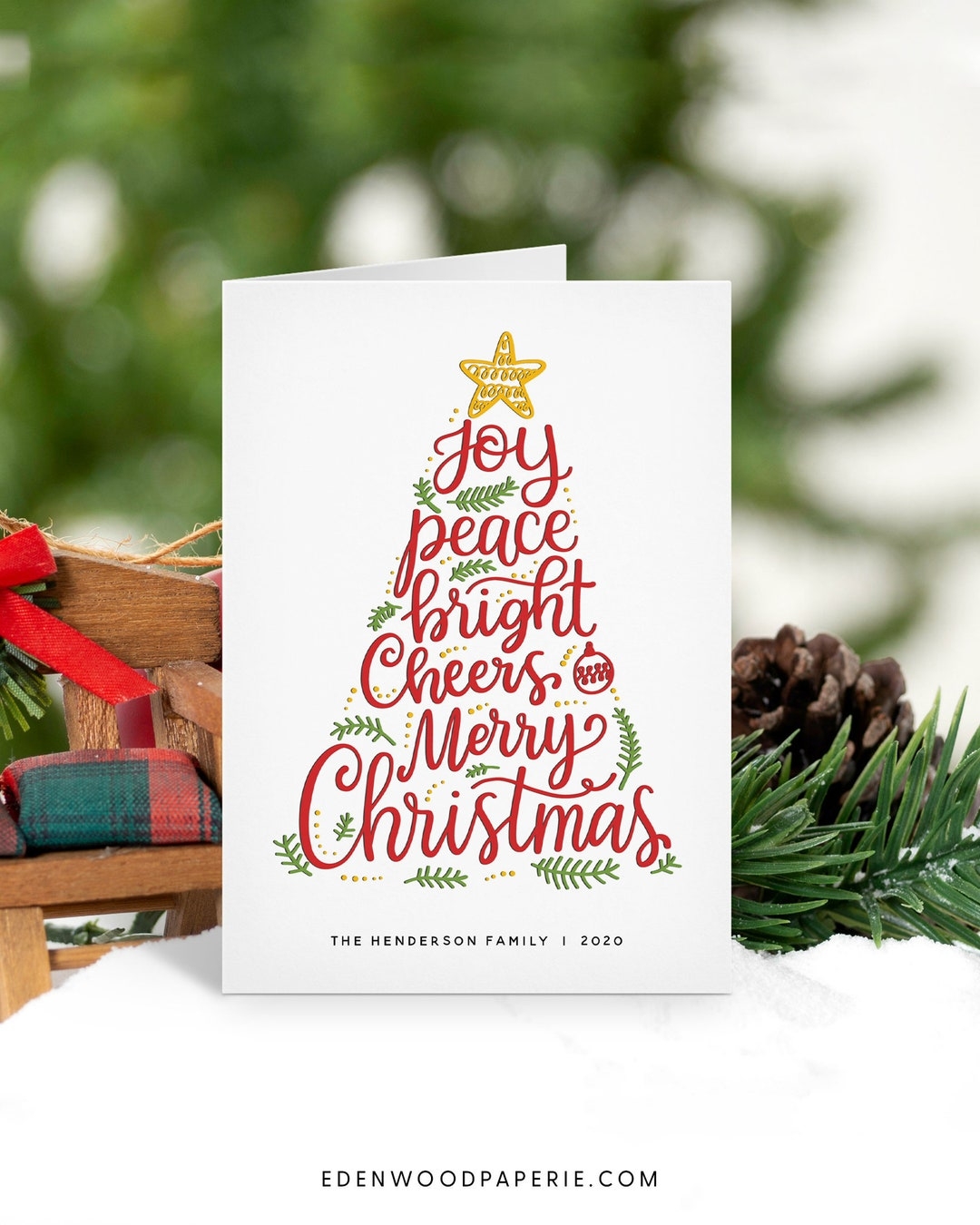 Folded Christmas Card Template 5x7