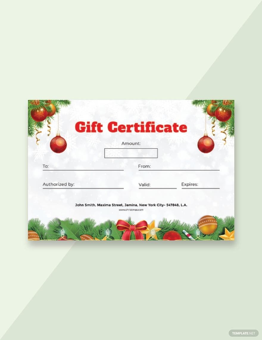 Formal Christmas Gift Certificate Template In Word PSD Pages 