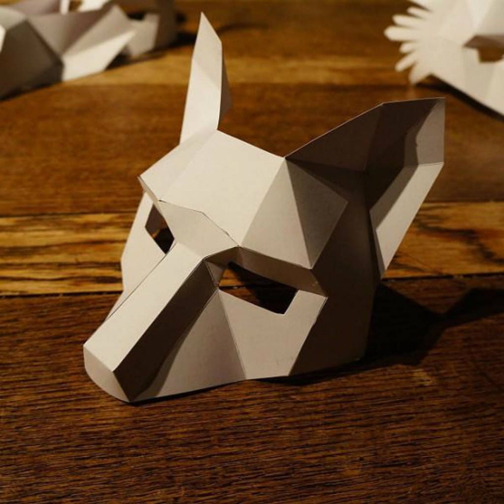 Fox 3D Papercraft Mask Template Low Poly Paper Mask Unique Halloween Costume Animal Mask PDF Pattern Etsy