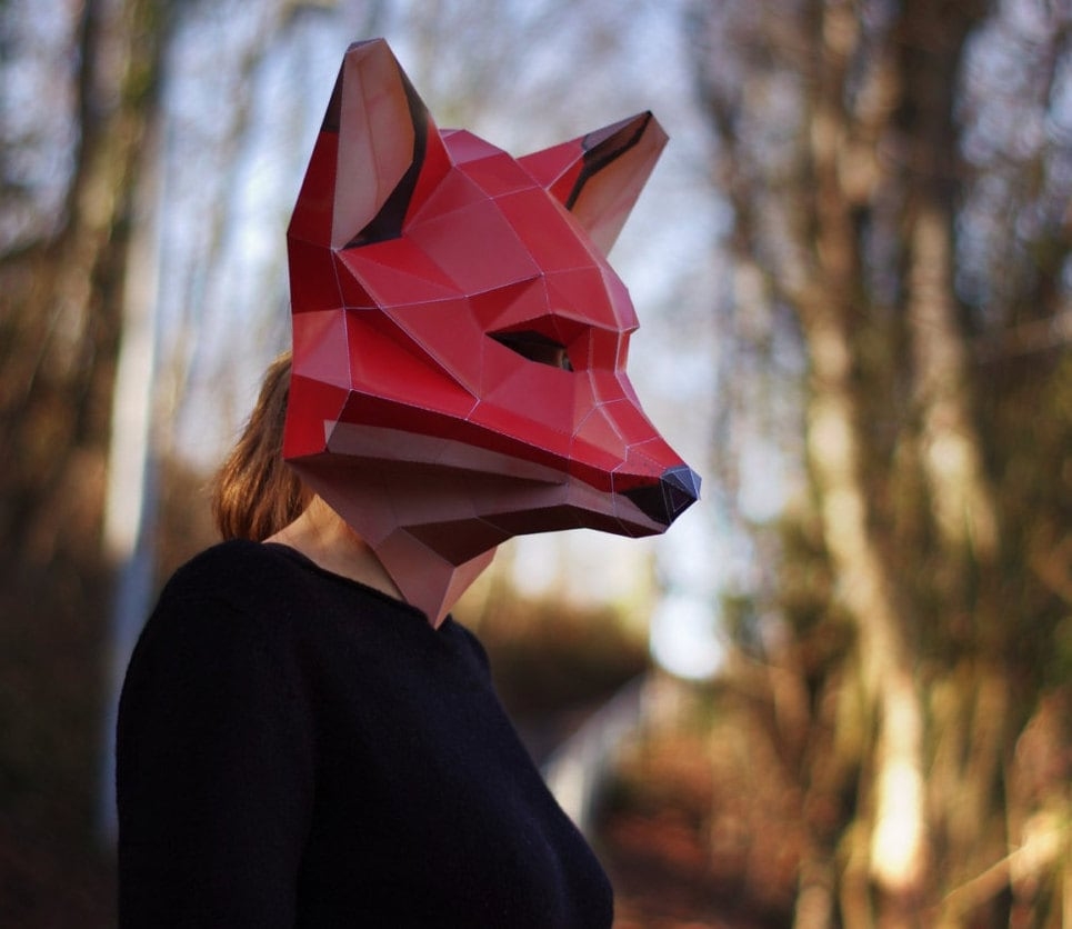 Fox Mask DIY Papercraft Digital Download Etsy