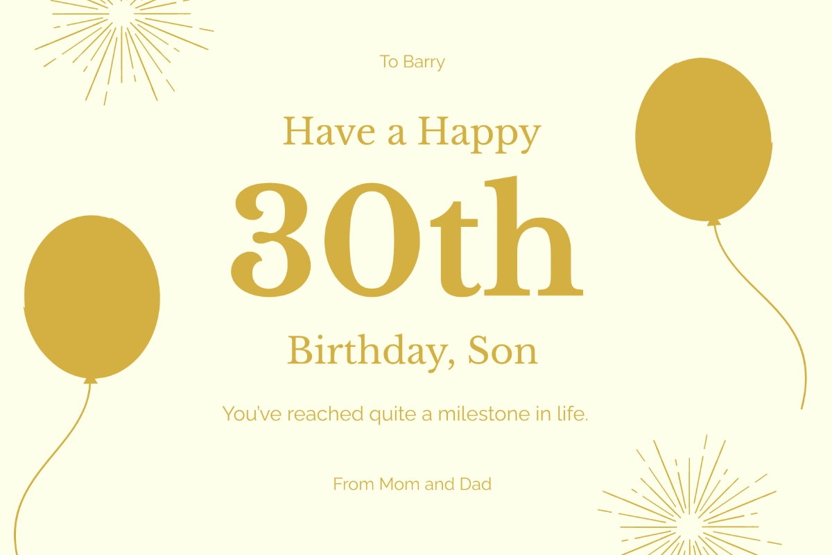 Free 30th Birthday Card Templates Editable And Printable