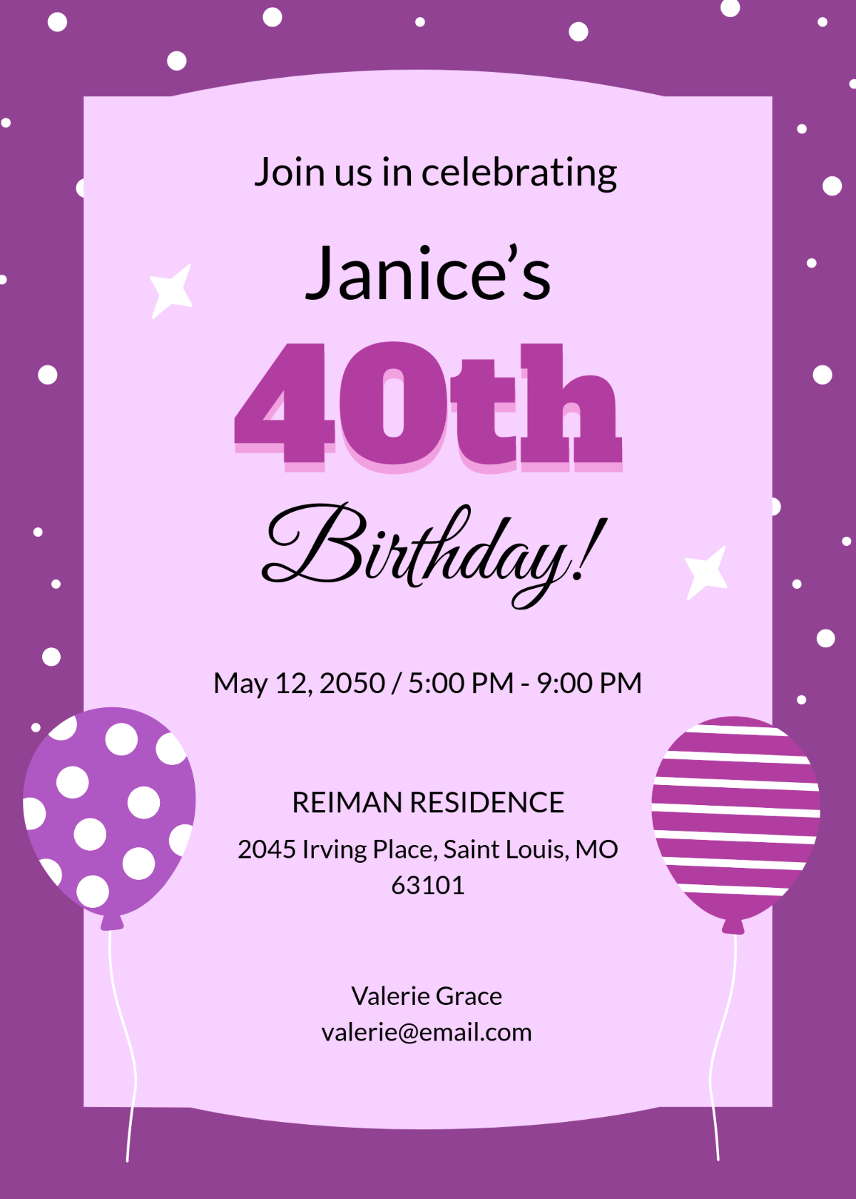 Free 40Th Birthday Invitation Templates Editable And Printable