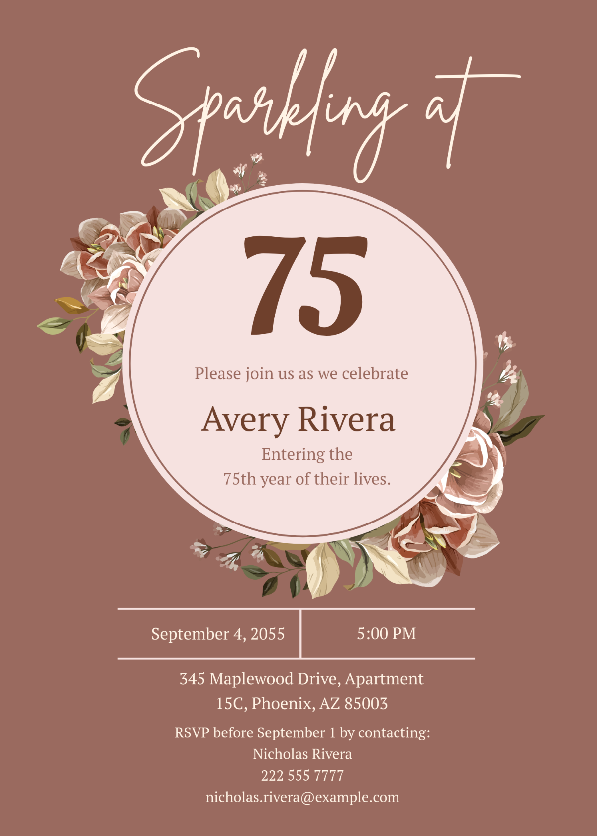 Free 75th Birthday Invitation Template To Edit Online