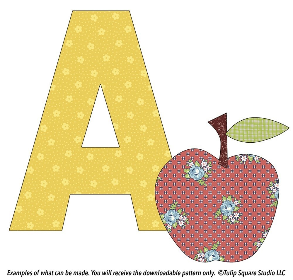 Free Alphabet Appliqu Pattern A Is For Apple TulipSquare