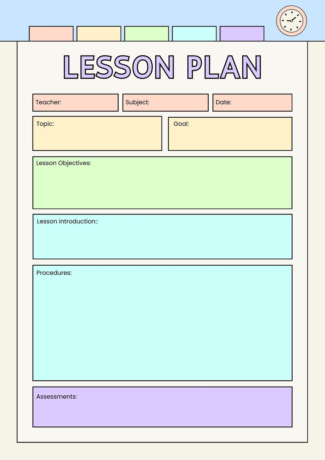 Free Printable Art Lesson Plan Template