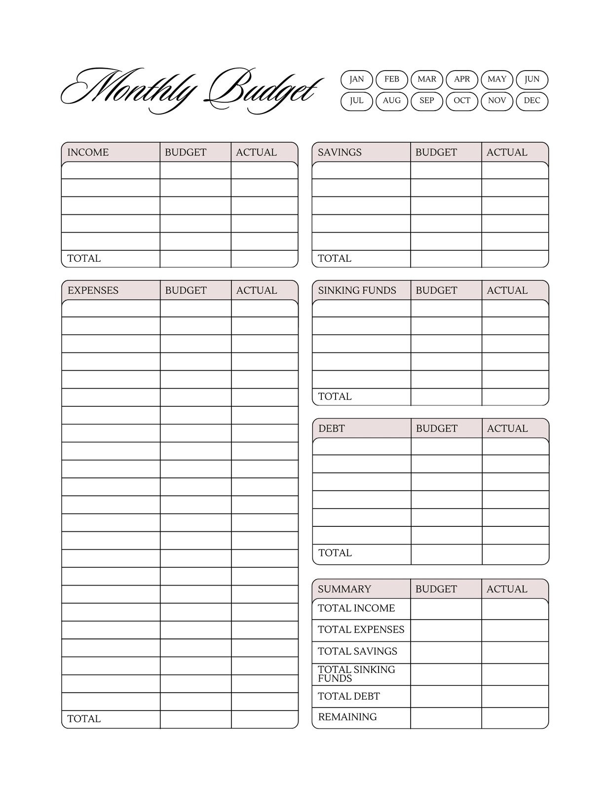 Biweekly Budget Template Free Printable