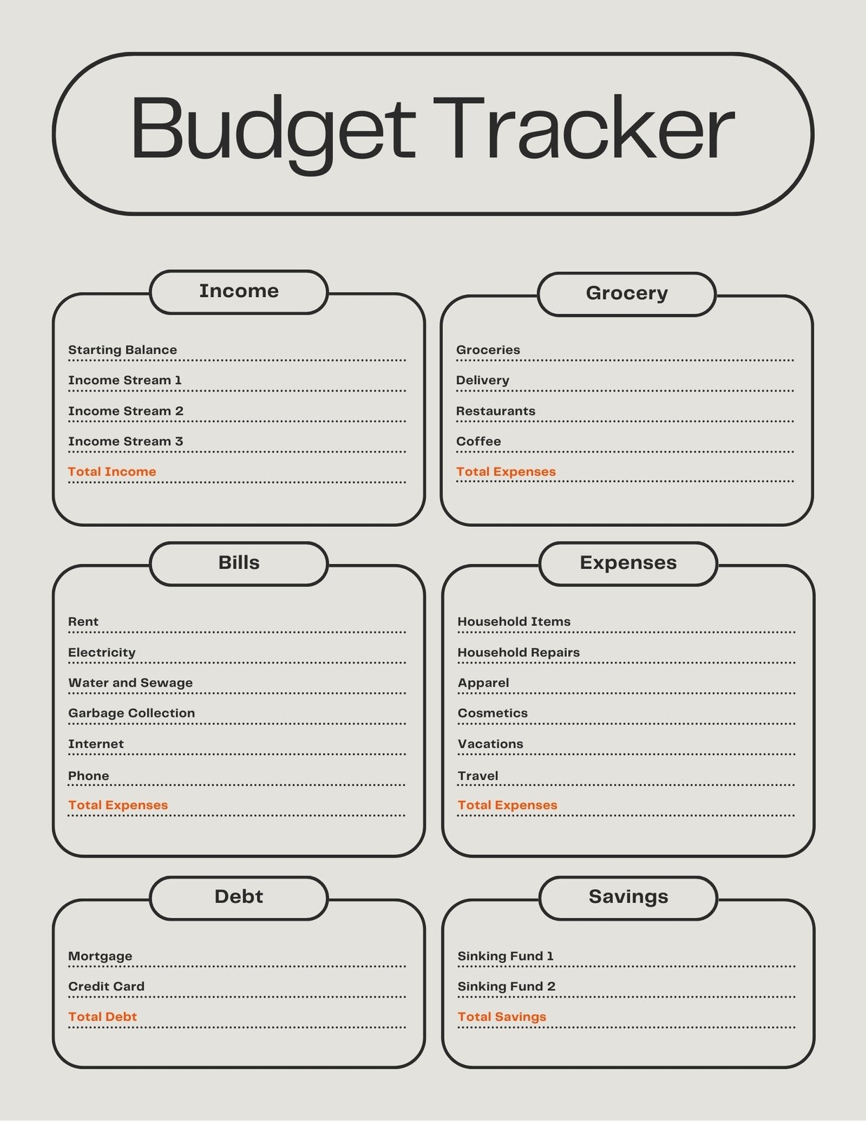 Free Printable Bi-Weekly Budget Template