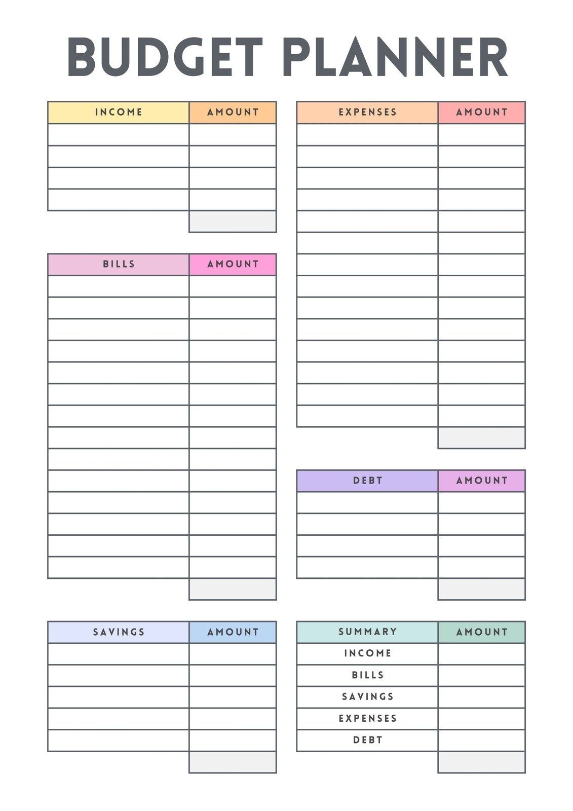 Budget Template Printable Free Pdf