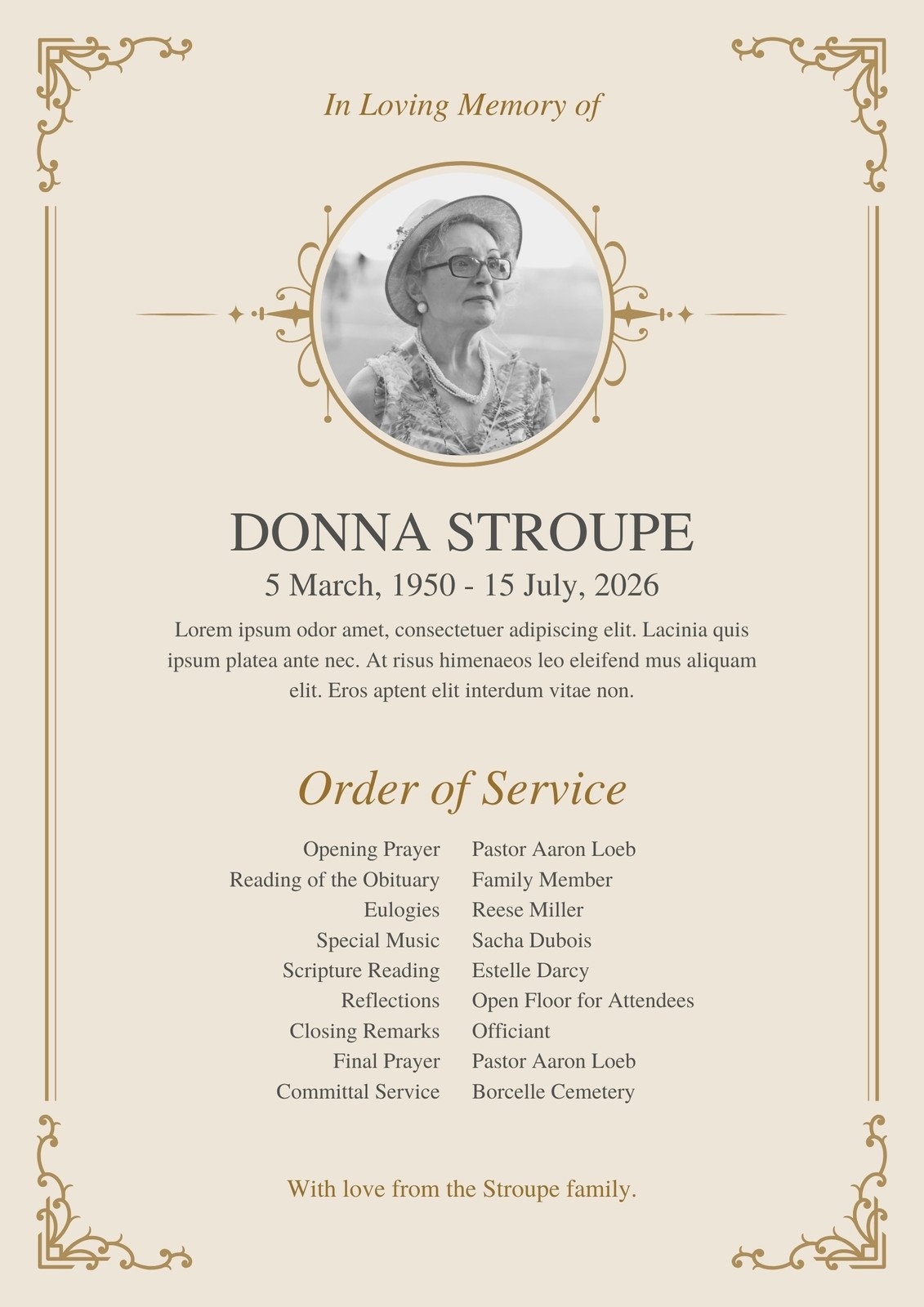 Free And Customizable Obituary Templates Canva