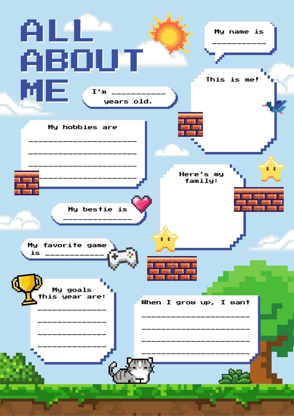 Free And Printable All About Me Worksheet Templates Canva