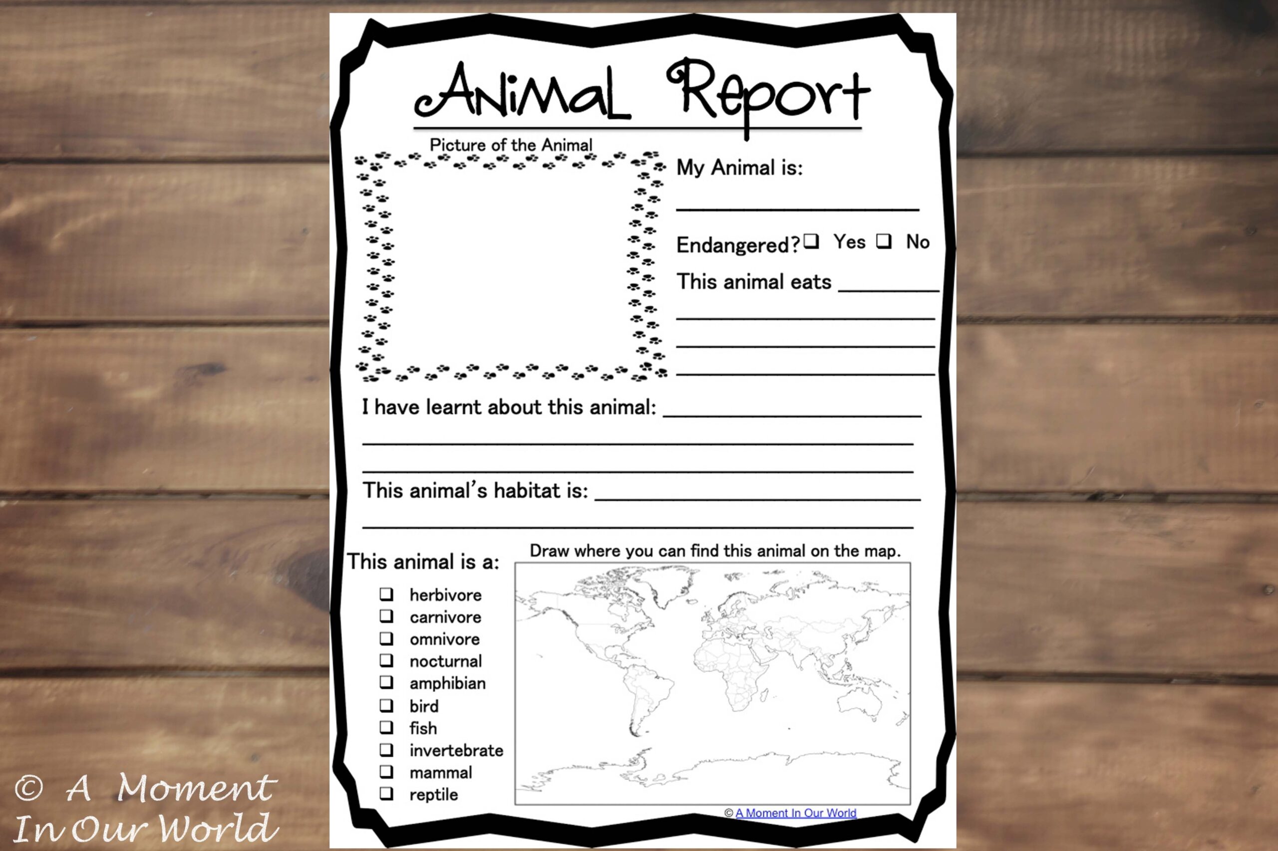 FREE Animal Report Form Worksheets Library FREE Animal Report Form Worksheets Library