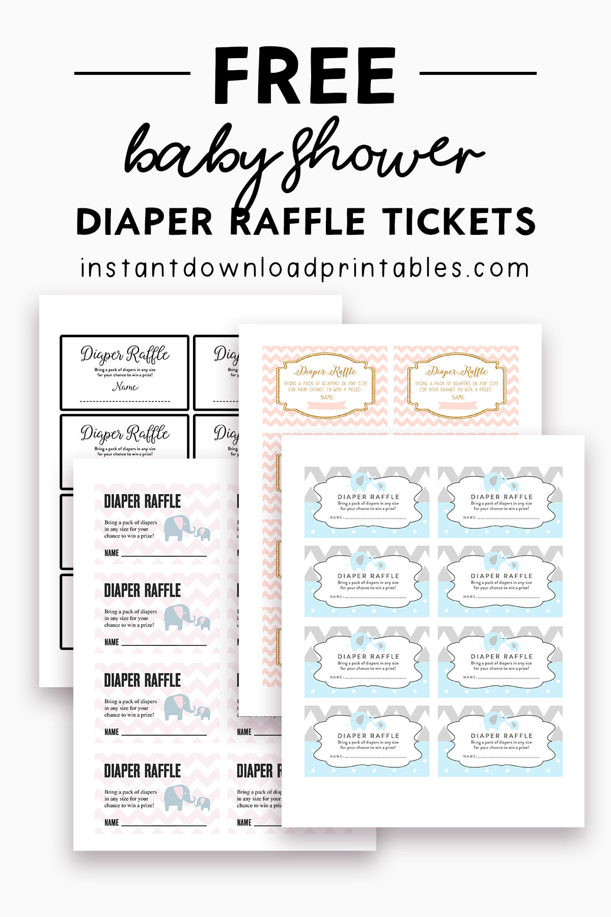 Free Baby Shower Diaper Raffle Tickets Instant Download Printables Instant Download Printables
