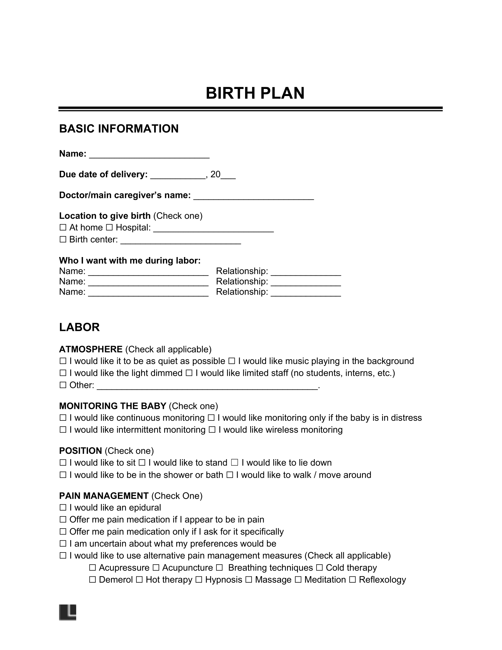 Free Birth Plan Template PDF U0026 Word Free Birth Plan Template PDF U0026 Word