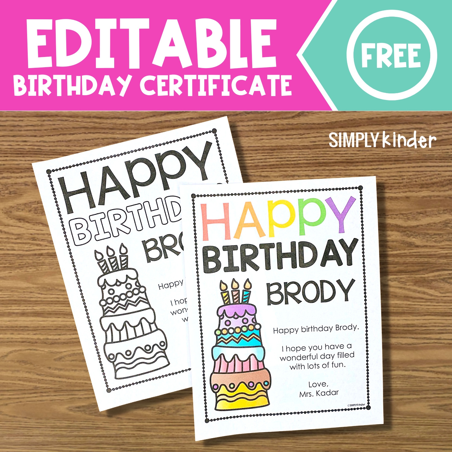 Free Birthday Certificate Simply Kinder