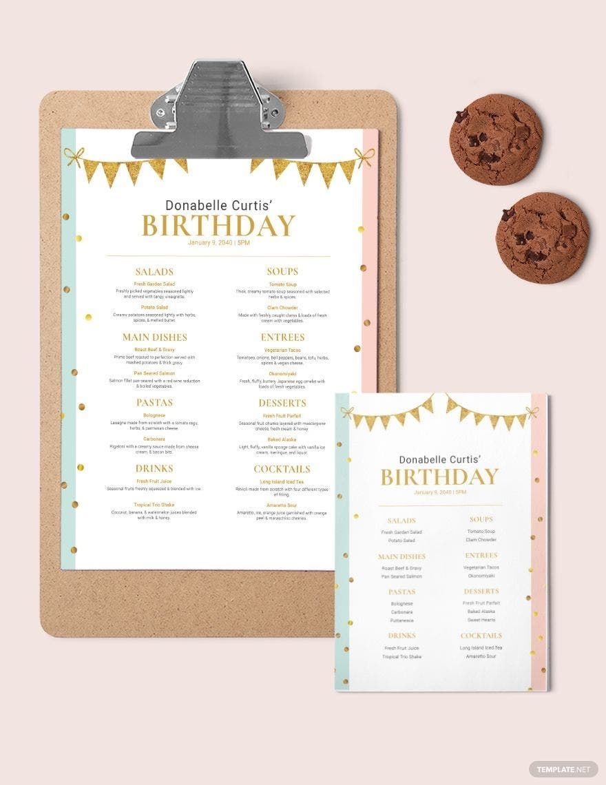 Free Birthday Menu Templates Editable And Printable Free Birthday Menu Templates Editable And Printable