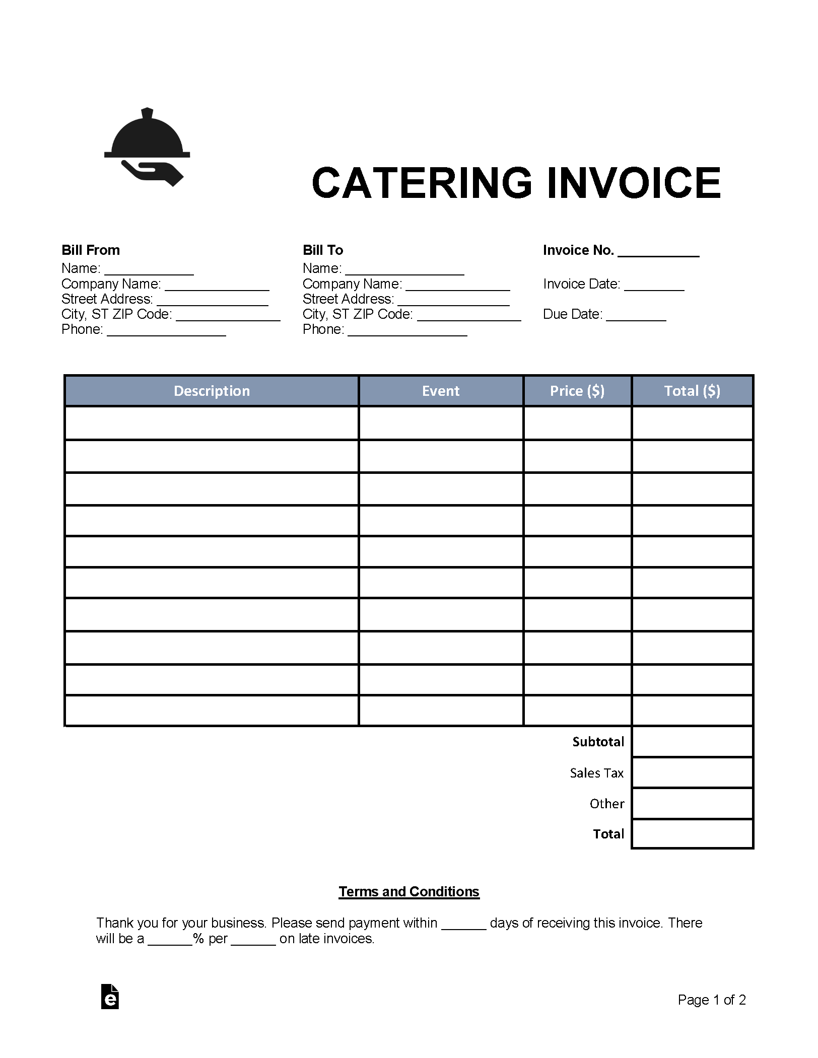 Free Blank Invoice Templates 30 PDF EForms