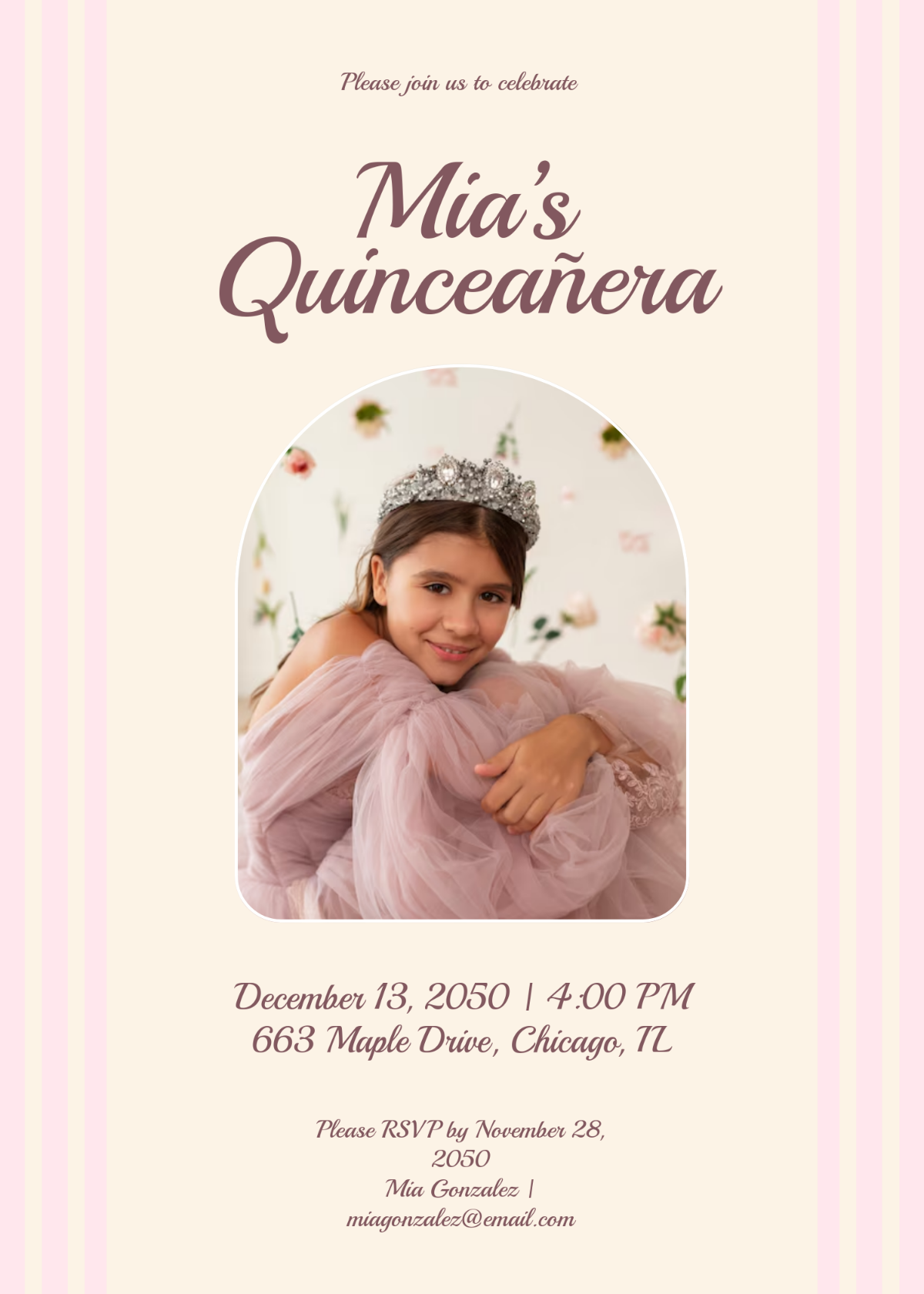 Free Blank Quincea era Invitation Template To Edit Online