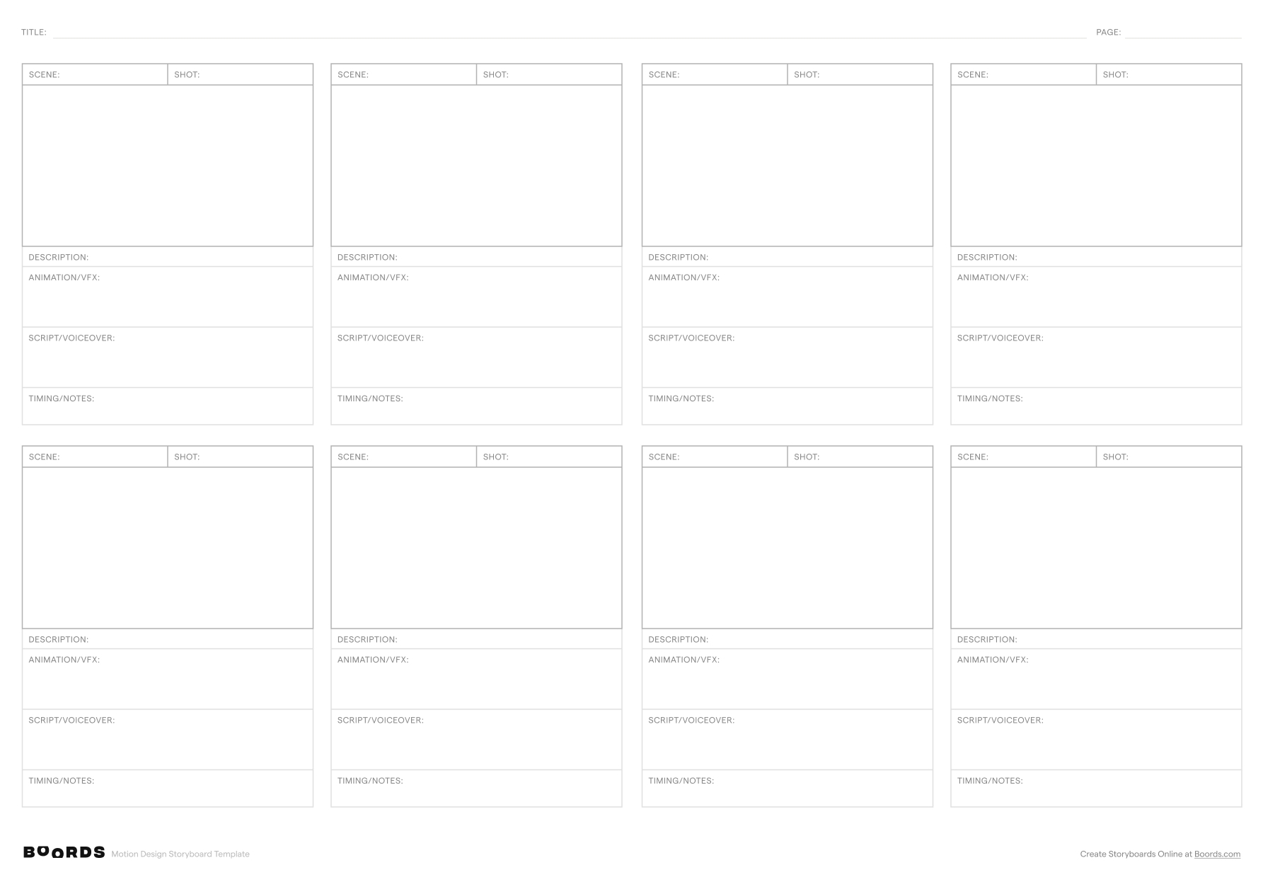 FREE Blank Storyboard Templates Instant Download Boords