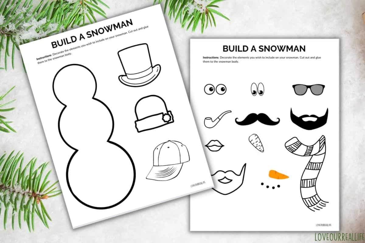 FREE Build A Snowman Printable Template Easy Craft For Kids Love Our Real Life
