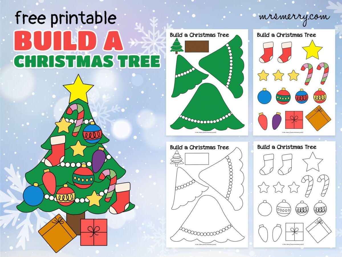 Free Christmas Tree Printable Cut U0026 Paste Activity Mrs Merry Worksheets Library