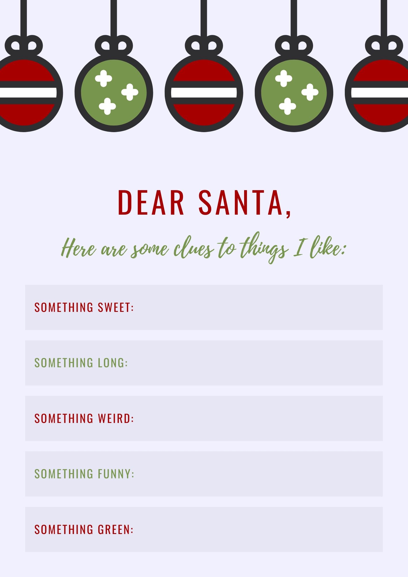 Free Printable Christmas Wish List Template